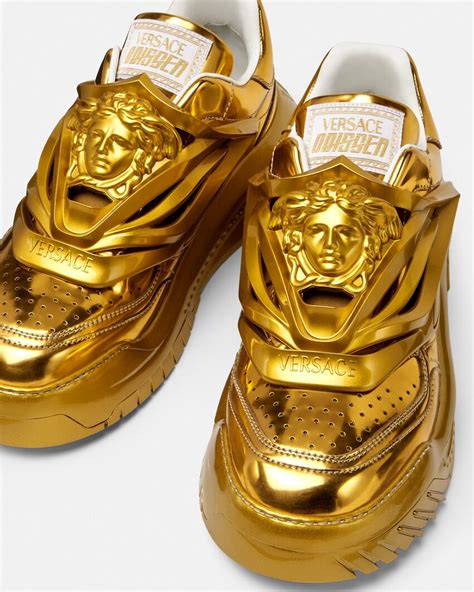 replica gold versace shoes|versace odissea sneakers.